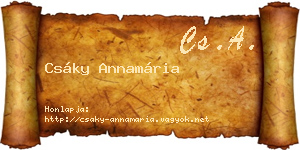 Csáky Annamária névjegykártya